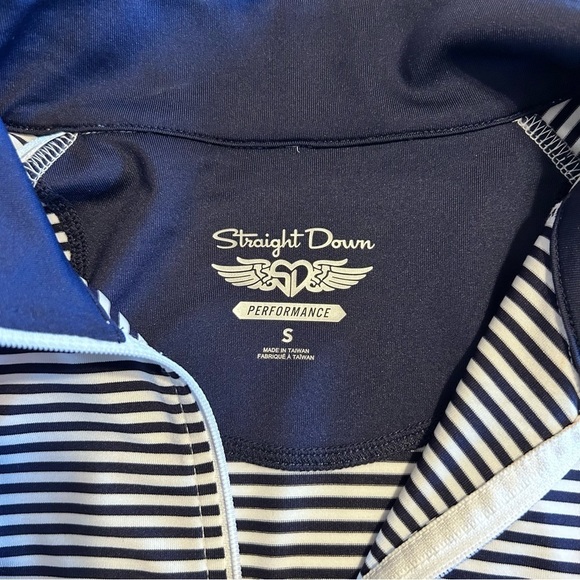 STRAIGHT DOWN Savannah Quarter-zip Striped Navy and White Pullover Size S - Picture 12 of 14